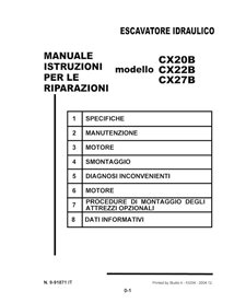Manuel d'entretien pdf pour excavatrice Case CX20B, CX22B, CX27B IT