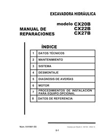 Manuel d'entretien PDF pour excavatrice Case CX20B, CX22B, CX27B ES