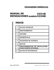 Manuel d'entretien pdf pour excavatrice Case CX31B, CX36B ES