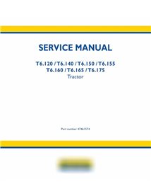 Manual de servicio en pdf del tractor New Holland T6.120, T6.140, T6.150, T6.155, T6.160, T6.165, T6.175