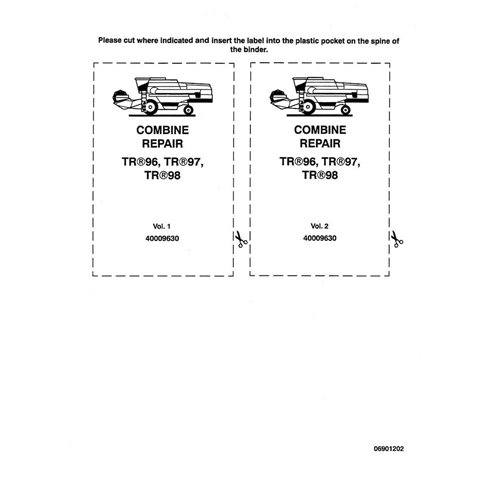 New Holland TR96, TR97, TR98 combine pdf repair manual 