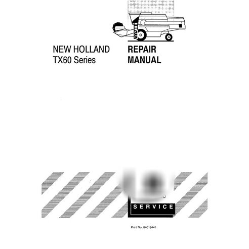 New Holland TX62, TX64, TX65, TX66, TX68 combine pdf repair manual 