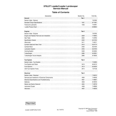 Manual de serviço em pdf da retroescavadeira Case 570LXT
