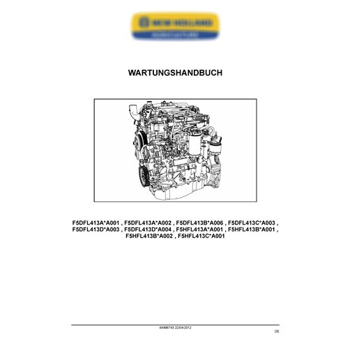 Manuel d'entretien du moteur New Holland F5DFL413X-, F5HFL413 au format PDF DE