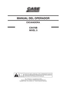 Manual do operador da escavadeira Case CX470B Tier 3 em PDF ES
