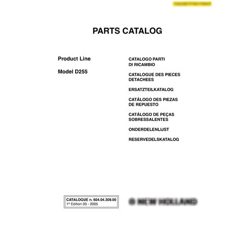 Catalogue de pièces détachées pour bulldozer New Holland D255 au format PDF
