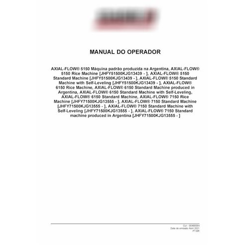 Manual del operador de la cosechadora Case AXIAL-FLOW 5150 en formato PDF