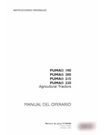 Manuel d'utilisation du tracteur Case Puma 190, 200, 215, 230 au format PDF