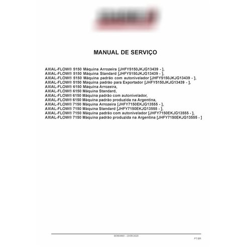 Manuel d'entretien PDF pour moissonneuse-batteuse Case AXIAL-FLOW 5150, 6150, 7150 PT