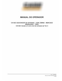 Manual do operador da escavadeira Case CX130C Tier 3 em PDF PT