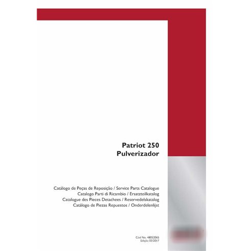 Catálogo de peças em pdf do pulverizador Case Patriot 250 PT