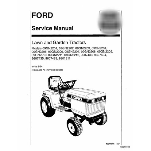 Manual de servicio en formato PDF del tractor cortacésped New Holland Ford Serie 09GN