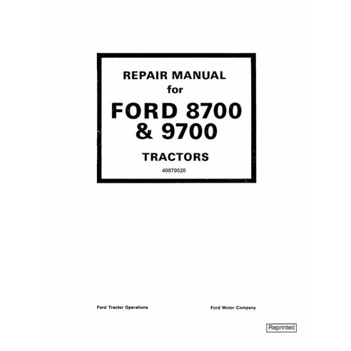 Manuel d'entretien PDF du tracteur New Holland Ford 8700, 9700
