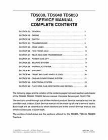 Manuel d'entretien PDF du tracteur New Holland TD5030, TD5040, TD5050