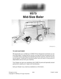 Manuel d'utilisation PDF de la presse à balles Case 8575 SN antérieur à CFH013700