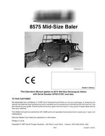 Case 8575 SN after CFH013700  baler pdf operator's manual 
