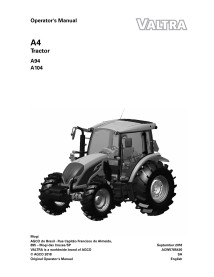 Manual do operador em pdf do trator Valtra A94, A104 - Valtra manuais - VALTRA-ACW5785430