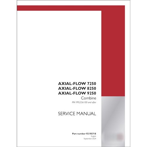 Case Axial Flow 7250, 8250, 9250 PIN YPG256100- combine pdf service manual (92195718)