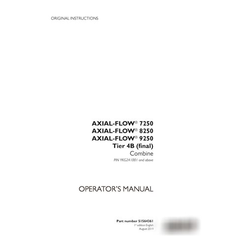 Case Axial Flow 7250, 8250, 9250 PIN YKG241001- combine pdf operator's manual  (51564361)