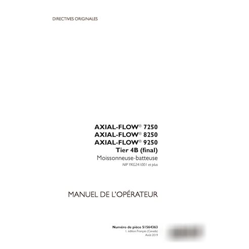 Case Axial Flow 7250, 8250, 9250 PIN YKG241001 - manual do operador em PDF FR (51564363)
