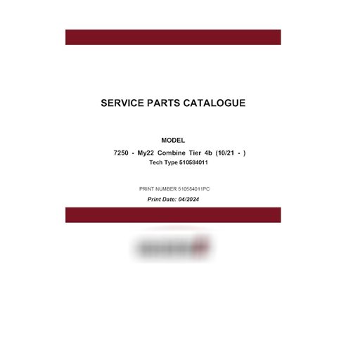 Catálogo de piezas en PDF de la cosechadora Case Axial Flow 7250 MY22 (510584011PC)