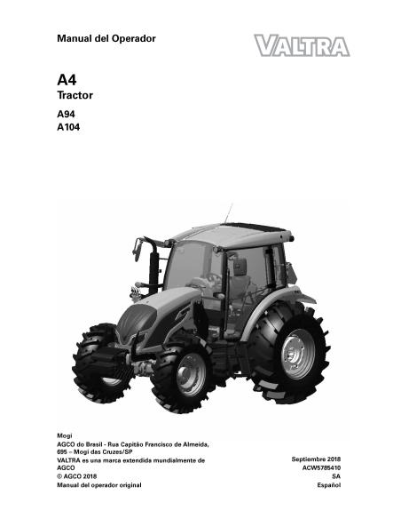 Valtra A94, A104 tractor pdf operator's manual ES - Valtra manuales - VALTRA-ACW5785410