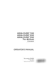 Manual do operador da colheitadeira Case Axial Flow 7240, 8240, 9240 Tier 4B em PDF (47764535)