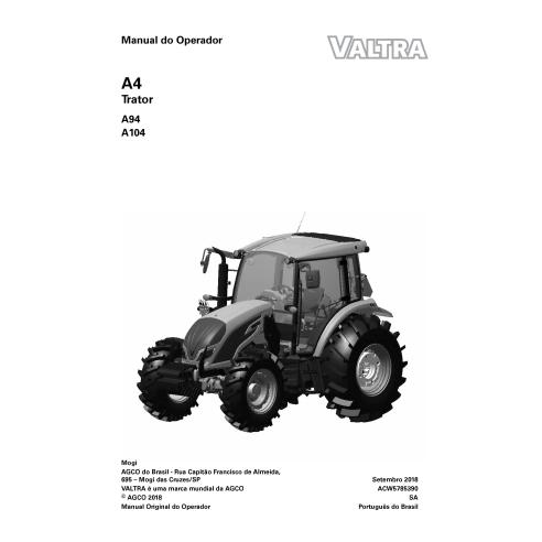 Manuel de l'opérateur PDF du tracteur Valtra A94, A104 PT - Valtra manuels