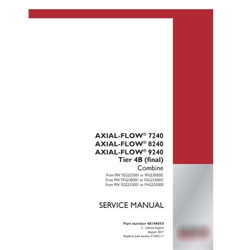 Case Axial Flow 7240, 8240, 9240 2016 combine pdf service manual  (48144050)