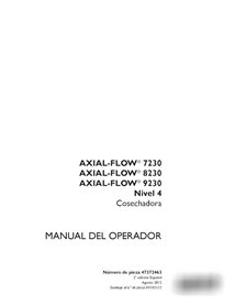 Manual del operador en PDF de las cosechadoras Case Axial Flow 7230, 8230 y 9230 Tier 4 (ES) (47372463)