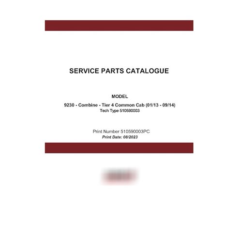 Catálogo de peças em PDF da colheitadeira Case Axial Flow 9230 (510590003PC)