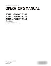 Manual del operador de la cosechadora Case Axial Flow 7260, 8260, 9260 PIN HAJF9N5PCRG258 (PDF) (92158825)