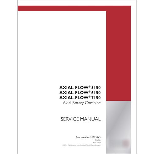 Manual de serviço em PDF da colheitadeira Case Axial Flow 5150, 6150, 7150 (92093143)