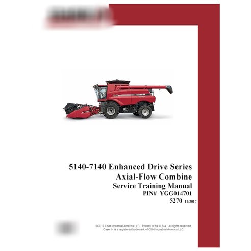 Manual de capacitación de servicio (PDF) para cosechadoras Case Axial Flow 5140, 6140 y 7140 (STM5270)