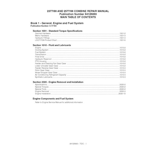 Case Axial Flow 2377, 2388, 2577, 2588 combine pdf repair manual  (84125963)