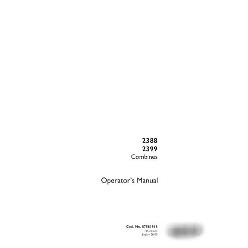 Case Axial Flow 2388, 2399 combine pdf operator's manual  (87581918)