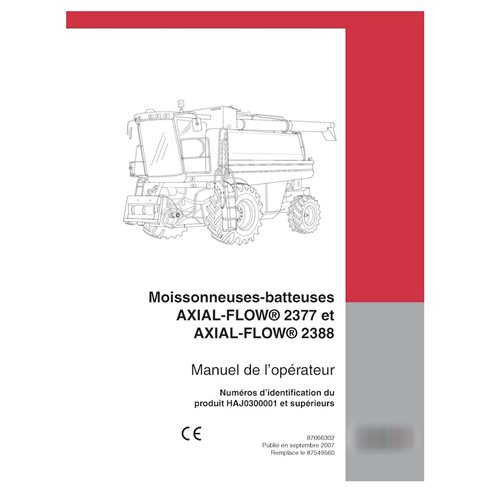 Case Axial Flow 2377, 2388 PIN HAJ0300001- combine pdf operator's manual FR (87666302)