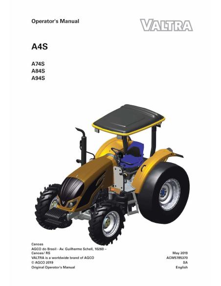 Valtra A74S, A84S, A94S tractor pdf operator's manual  - Valtra manuals - VALTRA-ACW5785370