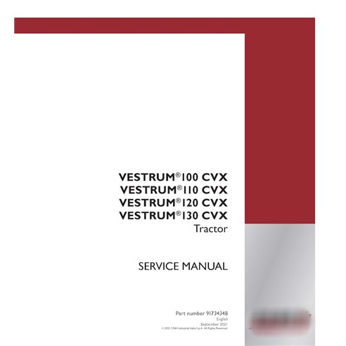 Manual de serviço em PDF para tratores Case Vestrum 100, 110, 120 e 130 CVX (91734348)