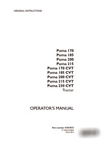Case Puma 170, 185, 200, 215, 170 CVT, 185 CVT, 200 CVT, 215 CVT, 230 CVT tractor pdf operator's manual  (47457072)