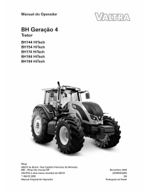 Valtra BH144, BH154, BH174 ,BH194, BH214 HiTech tractor pdf operator's manual PT - Valtra manuals - VALTRA-ACW5554350