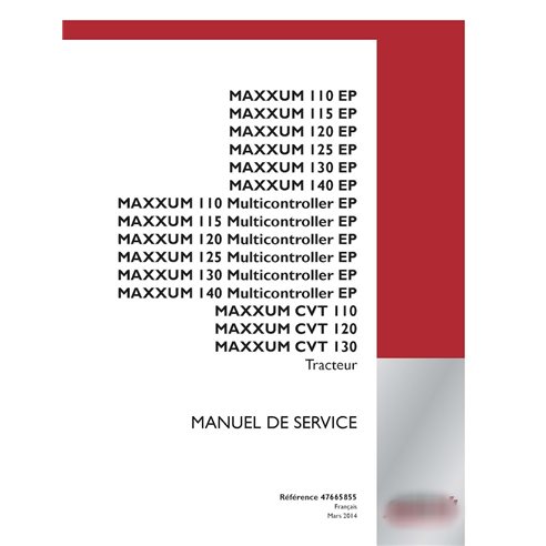 Case MAXXUM 110, 115, 120, 125, 130, 140 EP - Multicontrolador - Manual de serviço em PDF para trator CVT FR (47665855)