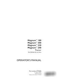 Manuel d'utilisation du tracteur Case Magnum 180, 200, 220, 240 PIN ZEHR08100 (47754942)