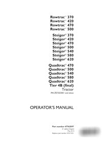 Manual do operador do trator Case Rowtrac 370-500, Steiger 370-620, Quadtrac 470-620 PIN ZEF303001 - PDF (47762597)