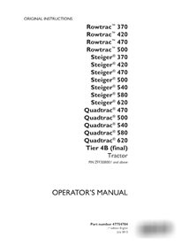Manual do operador do trator Case Rowtrac 370-500, Steiger 370-620, Quadtrac 470-620 PIN ZFF308001 - PDF (47754784)