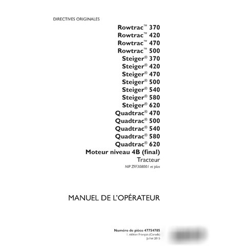 Case Rowtrac 370-500, Steiger 370-620, Quadtrac 470-620 PIN ZFF308001 - manual do operador do trator em PDF FR (47754785)