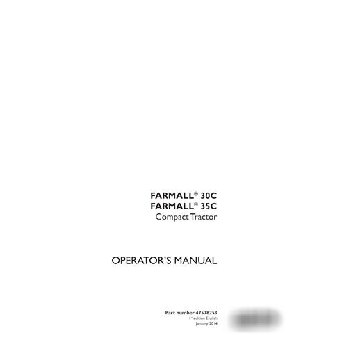 Manual do operador do trator compacto Case Farmall 30C, 35C em PDF (47578253)