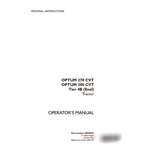 Case Optum 270 CVT, 300 CVT Tier 4B tractor pdf operator's manual  (48058874)