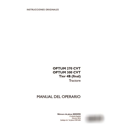 Manual do operador do trator Case Optum 270 CVT, 300 CVT Tier 4B em PDF FR (48058990)