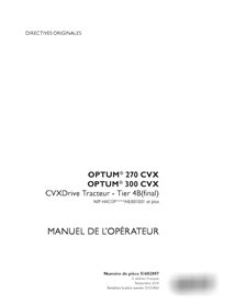 Manuel d'utilisation PDF du tracteur Case Optum 270 CVX, 300 CVX CVXDrive Tier 4B, PIN HACOP******801001 (FR) (51682897)